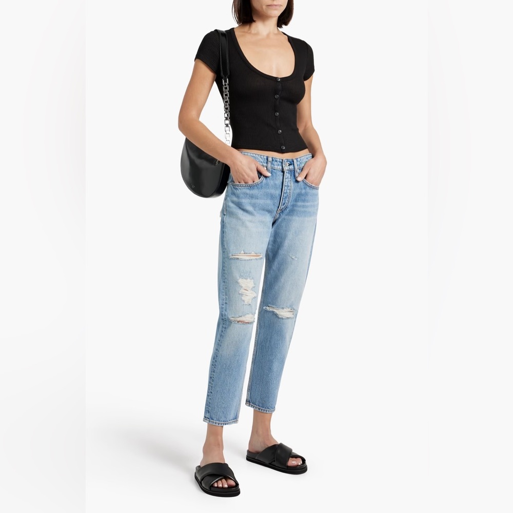 rag & bone Light Blue Distressed Boyfriend Jeans